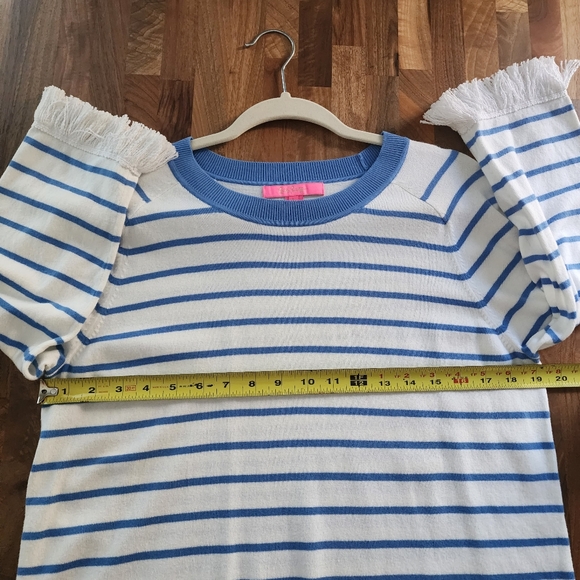 Lilly Pulitzer Dasha Striped Fringed Sweater Blue White Size Large - Picture 5 of 8